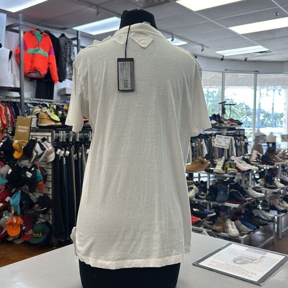 Prada Cream Top with Embellished Neckline - Picture 12 of 14